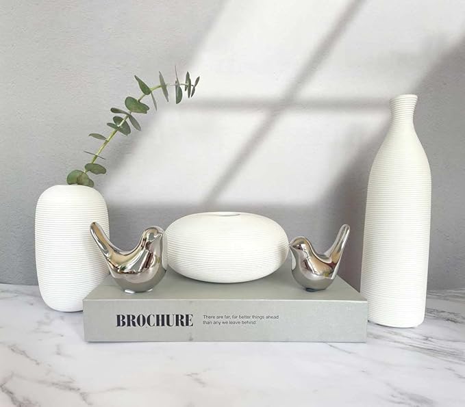 Cute Bedroom Decor Birds, Silver Cute Home Decor, Small Table Decor Items, Modern Silver Cute Decor for Living Room Shelf Bookshelf Table Top - LeafyLoom
