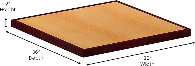 Flash Furniture 36'' Square 2-Tone High-Gloss Cherry / Mahogany Resin Table Top with 2'' Thick Drop-Lip - LeafyLoom