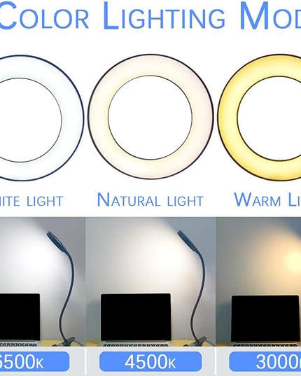 5X Magnifying Glass with Light for Crafts Hand Free, 3 Color LED Magnifying Lamp with Light Clamp, Desk Lamp with Magnifying Glass Light, Clip on Desk Light with Magnifying Glass Lamp, Magnifier lamp - LeafyLoom
