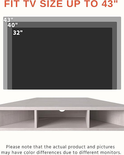 24/7 Shop at Home French 47 inch Modern TV Stand with Storage, Floating Corner Shelf for Wall, Wood Entertainment Center with Shelves for Living Room, Bedroom, Family, White Oak - LeafyLoom