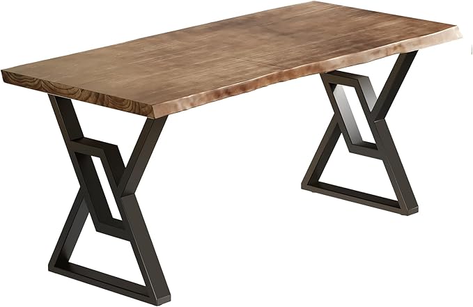 Rustic Brown 55-inch Solid Wood Computer Desk - Modern Gaming Workbench for Home Office, Modern Simple Design, Ideal for Study, Writing, Dining - LeafyLoom