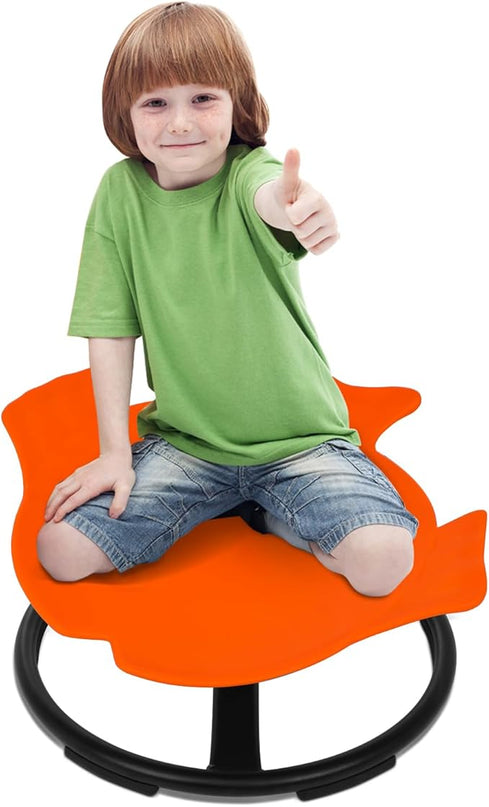Swivel Chair for Kids, Kids Spinning Chair, Spin Sensory Chair Orange Wobble Stool for Kids Improving Physical Coordination Child Age 3+, Non-Slip Metal Base Ideal Companion for Autism Children - LeafyLoom