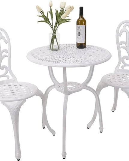 3-Piece Patio Bistro Furniture Set Cast-Aluminum Bistro Table Set for Lawn,Garden,Backyard - LeafyLoom