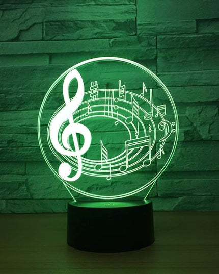 Music Note Shaped 3D Optical Illusion Lamp 7 Colors Change Timing Remote Control and Touch Button LED Table Desk Lamp for Home Bedroom Decoration - LeafyLoom