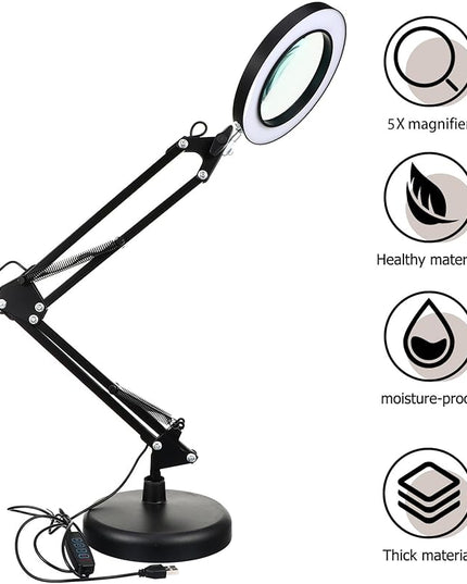 Holibanna 1 Set LED Magnifying Glass Light Portable Desk Facial Magnifying lamp Task Lights Desk LED Light Portable Office Desk Lamp with Magnifier Desktop Light Stand abs Work - LeafyLoom