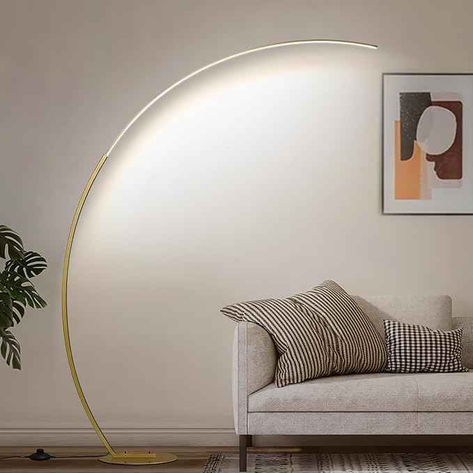 Torondo Dimmable LED Floor Lamp with 3 Color Temperatures, Ultra Bright 2000LM Gold Arc Floor Lamp, Modern Standing Tall Lamp with Remote Control Reading Floor Lamp for Bedroom Office Classroom - LeafyLoom
