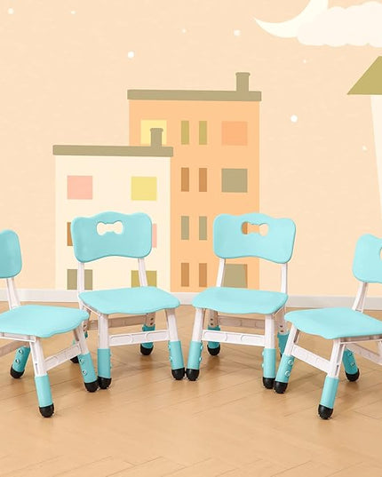 4 Piece Kids Chair Set 3 Levels Adjustable Stackable Kids Chairs Ideal for Playrooms, Schools, Daycares and Homes Washable and easy to clean Max weight 220LB(Mint Green4Piece set) - LeafyLoom