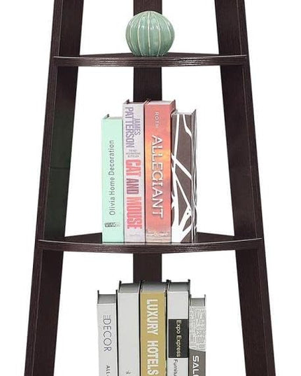 Convenience Concepts Newport 5 Tier Corner Bookcase, Espresso - LeafyLoom