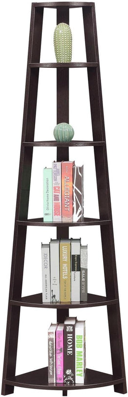 Convenience Concepts Newport 5 Tier Corner Bookcase, Espresso - LeafyLoom