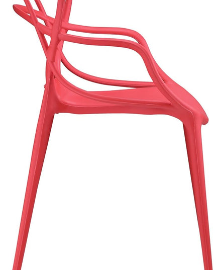 Modway Entangled Modern Molded Plastic Kitchen and Dining Room Arm Chair in Red - Fully Assembled - LeafyLoom