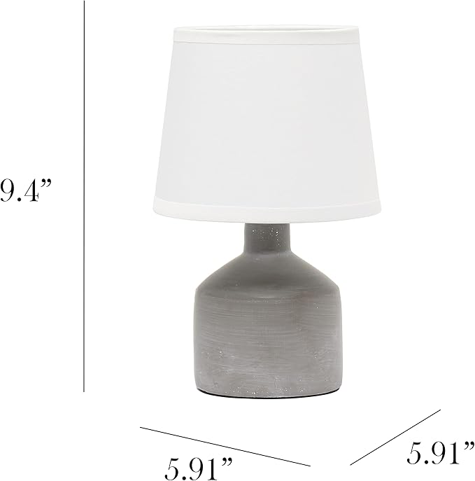 Simple Designs LT2080-GRY Mini Bocksbeutal Concrete Table Lamp, Gray - LeafyLoom