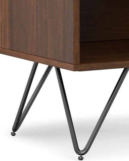 SIMPLIHOME Hunter Nightstand, 20 inch, Walnut - LeafyLoom