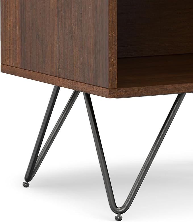SIMPLIHOME Hunter Nightstand, 20 inch, Walnut - LeafyLoom