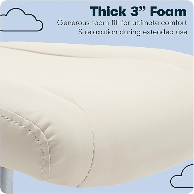 Serta Essential Armless Desk Chair Small TaskChair with Wheels, Breathable Mesh Back, SertaQuality Foam Cushion Seat for Comfort, Functional, Lightweight and Versatile, Task, Cream White - LeafyLoom