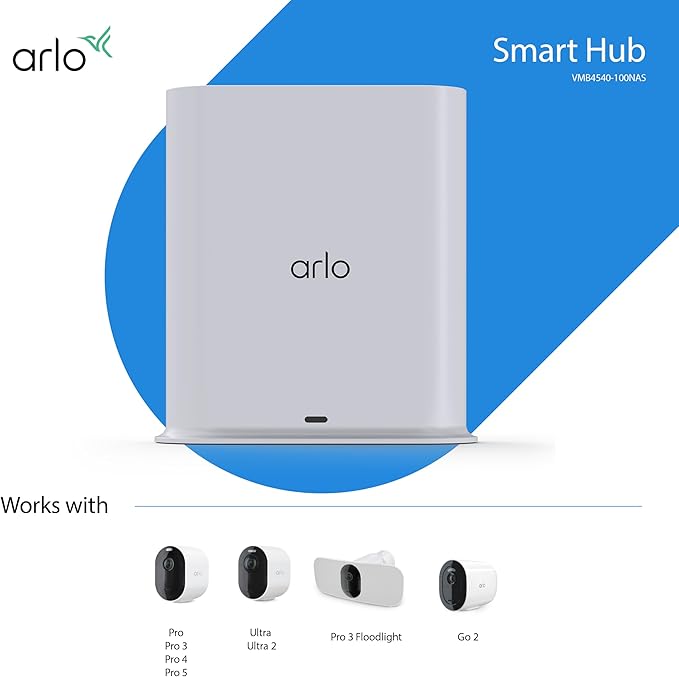 Arlo Pro SmartHub - Arlo Certified Accessory - Connects Arlo Cameras to Wi-Fi, Works with Arlo Ultra 2, Ultra, Pro 5S 2K, Pro 4, Floodlight, Essential (Gen 1) & Video Doorbell Cameras - VMB4540 Arlo