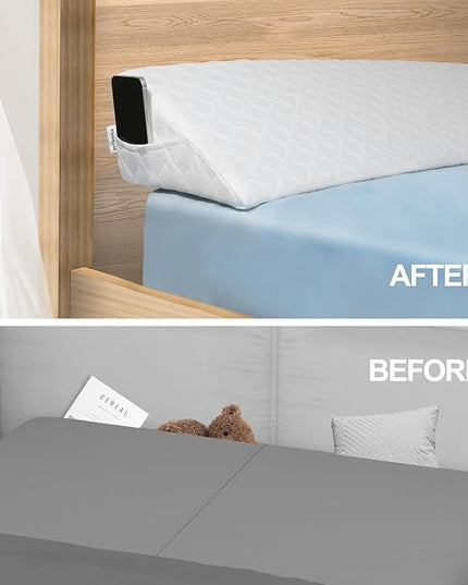 Queen Size(Arched White10 x6 x60) Bed Wedge Pillow,Bed Wedge Pillow for Headboard,Bed Gap Filler Fills The Gap Between The Mattress and The Headboard/Wall (0-7 inches) (Queen) - LeafyLoom