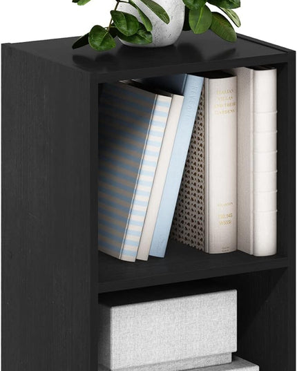 Furinno Luder Bookcase / Book / Storage, 2-Tier Cube, Blackwood - LeafyLoom
