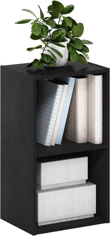 Furinno Luder Bookcase / Book / Storage, 2-Tier Cube, Blackwood - LeafyLoom