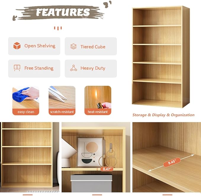 Basic Open Shelf Bookcase - 4-Tier Wooden Cube Storage Shelves Split Bookshelf, White - LeafyLoom