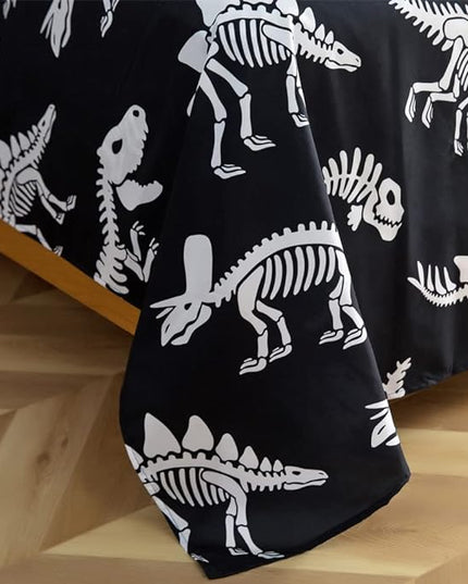 ADASMILE A & S Dinosaur Comforter Set Full Size for Boys Kids 6 Piece Dinosaur Bedding Full Bed in A Bag Comforter Set with Sheets Dinosaur Bed Set Bone Dinosaur Sheets Bone Dinosaur Comforter Sets - LeafyLoom