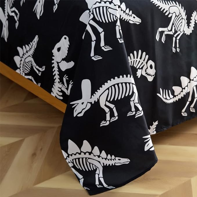 ADASMILE A & S Dinosaur Comforter Set Twin Size for Boys Kids 6 Piece Dinosaur Bedding Twin Bed in A Bag Comforter Set with Sheets Dinosaur Bed Set Bone Dinosaur Sheets Bone Dinosaur Comforter Sets - LeafyLoom