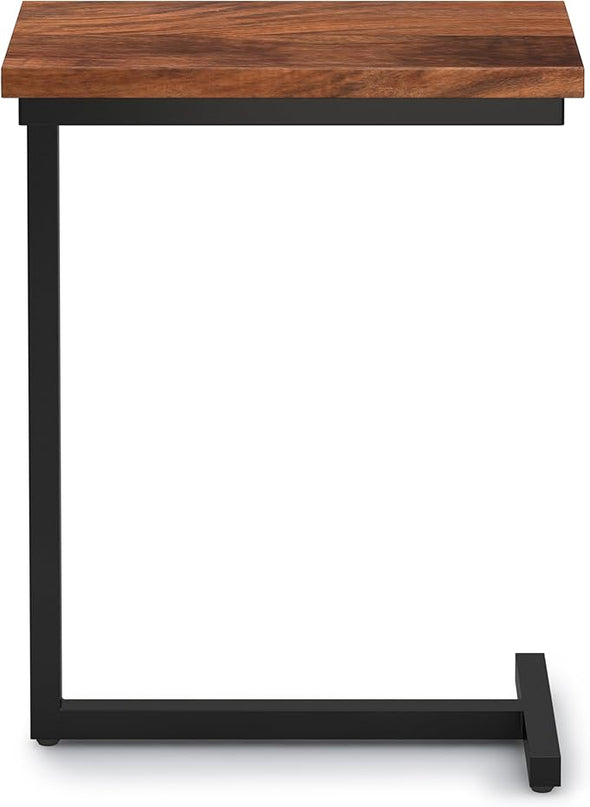 SIMPLIHOME Gowen SOLID MANGO WOOD and Metal 18 inch Wide Rectangle C End Table in Dark Cognac Brown, Fully Assembled, for the Living Room and Bedroom - LeafyLoom