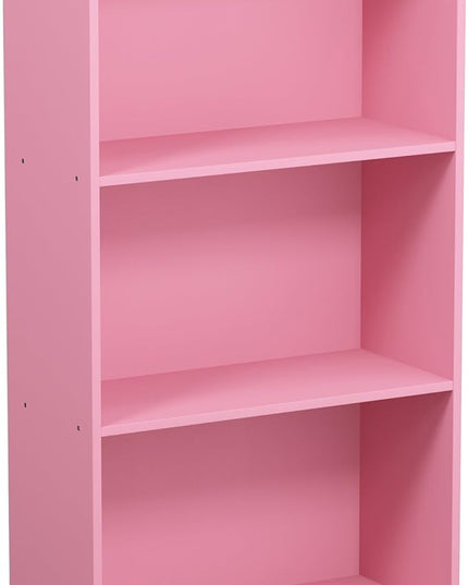FURINNO Basic 3-Tier Bookcase Storage Shelves, Pink - LeafyLoom
