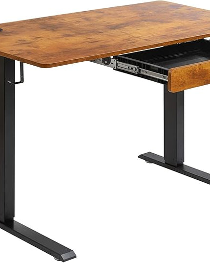 VEVOR Height Adjustable Desk, 47.2 x 23.6 in with Drawer, 3-Key Modes Electric Standing Desk,Whole Piece Desk Board, Dual Metal Frame, 180 LBS Capacity Computer Sit Stand up Desk, for Home and Office - LeafyLoom