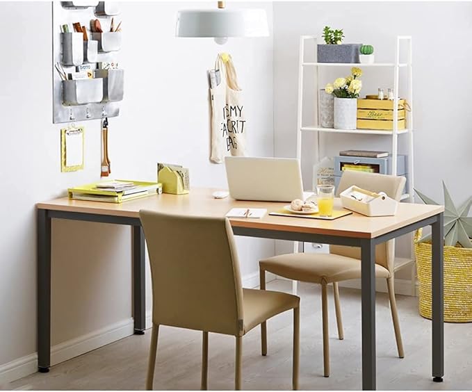 SogesGame Computer Desk 55.1 inches Trestle Desk Writing Home Office Desk Steady Gaming Table Hutch Workstation， - LeafyLoom