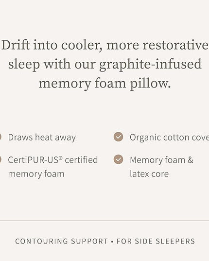 Saatva Graphite Memory Foam Pillow - Cooling Comfort & Contouring Support Ideal for Side Sleepers - Removable & Machine-Washable Cotton Knit Cover - Queen (28" x16) 1 Pack - LeafyLoom