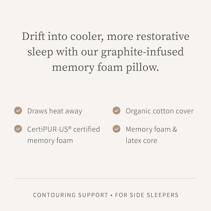 Saatva Graphite Memory Foam Pillow - Cooling Comfort & Contouring Support Ideal for Side Sleepers - Removable & Machine-Washable Cotton Knit Cover - King (34"x16") 1 Pack - LeafyLoom