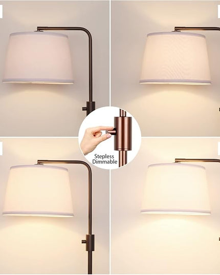 【Upgraded】 Dimmable Floor Lamp, 1000 Lumens LED Edison Bulb Included, Arc Floor Lamps for Living Room Modern Standing Lamp with Shade, Tall Lamps for Living Room Bedroom Office Dining Room - Brown - LeafyLoom