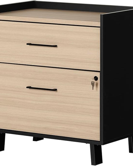 South Shore Helsy 2-Drawer File Cabinet, Lateral, Natural Walnut - LeafyLoom