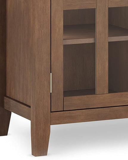 SIMPLIHOME Artisan SOLID WOOD 53 Inch Wide Contemporary TV Media Stand in Rustic Natural Aged Brown for TVs up to 60 Inches, For the Living Room and Entertainment Center - LeafyLoom