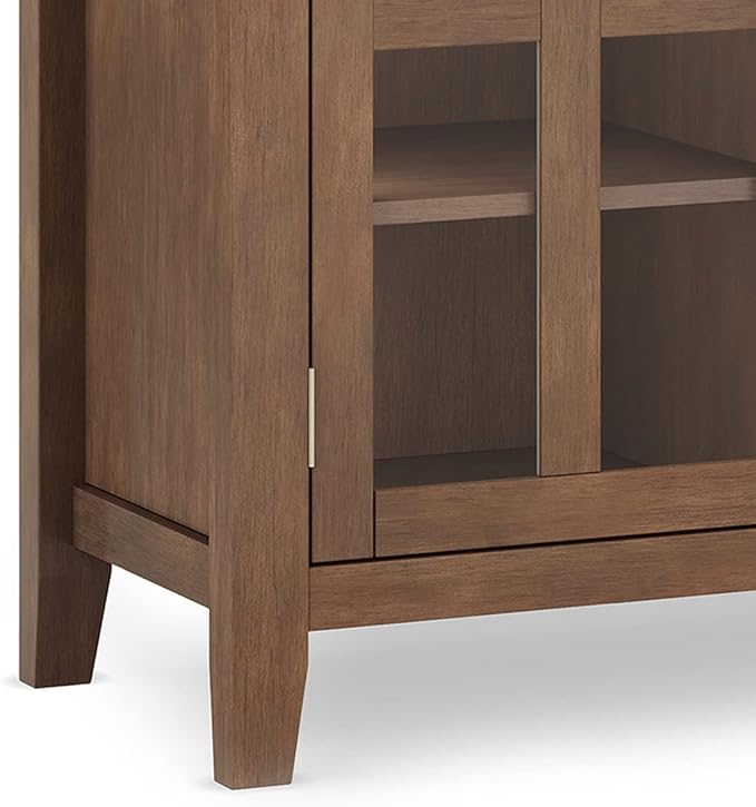 SIMPLIHOME Artisan SOLID WOOD 53 Inch Wide Contemporary TV Media Stand in Rustic Natural Aged Brown for TVs up to 60 Inches, For the Living Room and Entertainment Center - LeafyLoom
