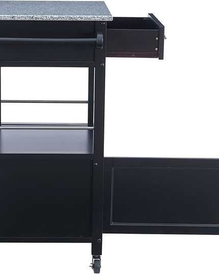 Linon Cayden Black Kitchen Cart, - LeafyLoom