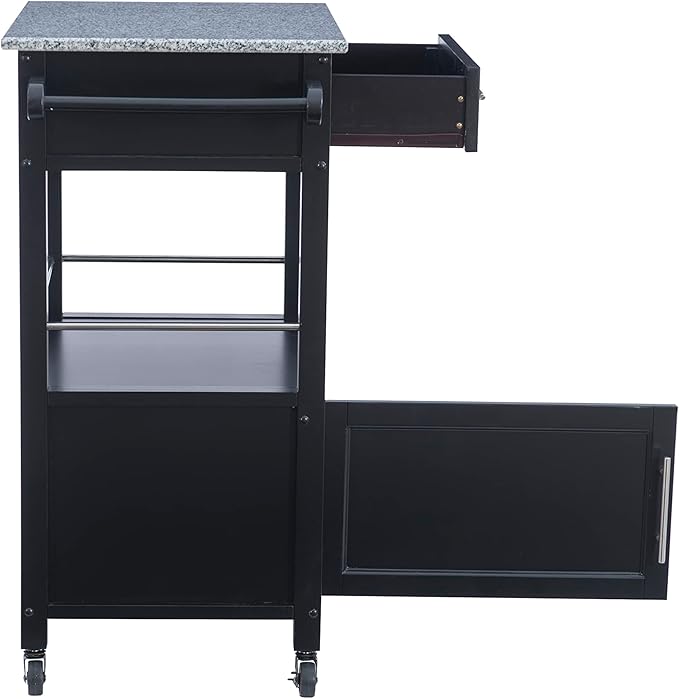 Linon Cayden Black Kitchen Cart, - LeafyLoom