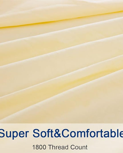 SONORO KATE Bed Sheet Set Super Soft Microfiber 1800 Thread Count Luxury Egyptian Sheets 18-Inch Deep Pocket，Wrinkle and Hypoallergenic-6 Piece (Ivory, King-6 Piece) - LeafyLoom