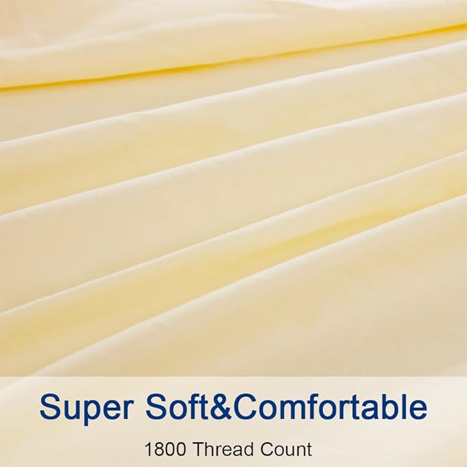 SONORO KATE Bed Sheet Set Super Soft Microfiber 1800 Thread Count Luxury Egyptian Sheets 18-Inch Deep Pocket，Wrinkle and Hypoallergenic-6 Piece (Ivory, King-6 Piece) - LeafyLoom