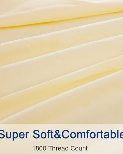 SONORO KATE Bed Sheet Set Super Soft Microfiber 1800 Thread Count Luxury Egyptian Sheets 18-Inch Deep Pocket，Wrinkle and Hypoallergenic-6 Piece (Ivory, Full-6 Piece) - LeafyLoom