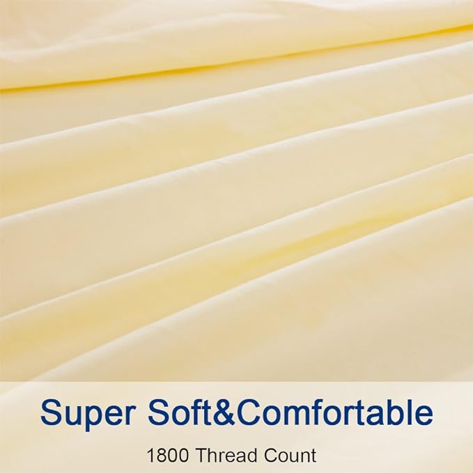 SONORO KATE Bed Sheet Set Super Soft Microfiber 1800 Thread Count Luxury Egyptian Sheets 18-Inch Deep Pocket，Wrinkle and Hypoallergenic-6 Piece (Ivory, Full-6 Piece) - LeafyLoom