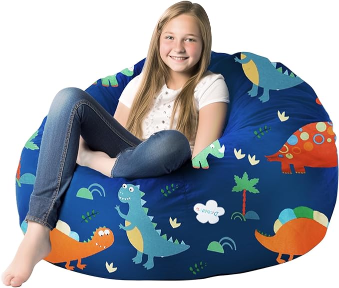 Bean Bag Storage Toddler Kids'Rooms Organizer Giant Beanbag Great Plush Toy Alternative Washable Ultra Soft Cover Dinosaur Plush Toys or Textile Sack Bag Space Save (Without Filling) X-Large - LeafyLoom