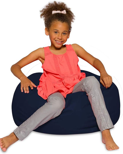Posh Creations Bean Bag Chair for Kids, Teens, and Adults Includes Removable and Machine Washable Cover, Solid Navy Blue, 27in - Medium - LeafyLoom