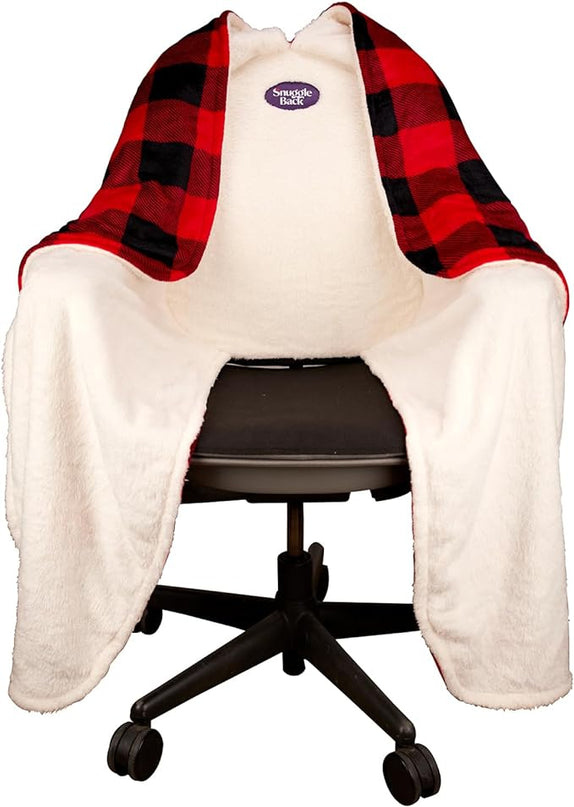 The Original Office Chair Blanket by SnuggleBack; Cozy Comfy Office Desk Chair Wrap Attaches for Convenient Heat and Hands-Free. Stay Warm In The Winter or Summer. Sherpa Fur Lining - LeafyLoom