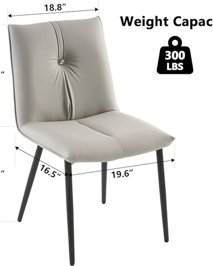 YOUTASTE Modern Dining Chairs Set of 2 Upholstered Leather Kitchen Chairs Soft Padded Side Chairs Dinner Chairs with Metal Legs for Living Room Bedroom, Light Grey - LeafyLoom