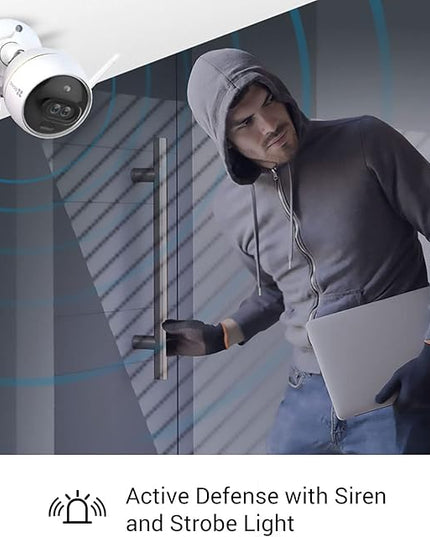 EZVIZ Outdoor Camera Dual Lens, Surveillance Camera with Color Night Vision & Human/Vehicle Detection, Active Defense with Light & Siren, Two-Way Talk, IP67, No Subscription Fee Cloud(C3X-Cloud) EZVIZ
