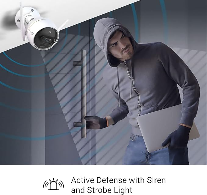 EZVIZ Outdoor Camera Dual Lens, Surveillance Camera with Color Night Vision & Human/Vehicle Detection, Active Defense with Light & Siren, Two-Way Talk, IP67, No Subscription Fee Cloud(C3X-Cloud) EZVIZ