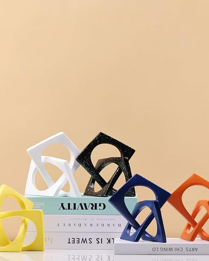 DOVDOV Geometric cube orange knot decorations, geometric sculptures, modern home decorations for home decor accents, dining tables, on shelves, consoles, entryway tabletop centrepieces - LeafyLoom