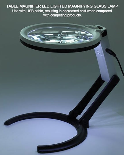 LED Table Lamp with 1.8X & 5X Magnifier, Desk Illuminated Tools Magnifying Glass for Reading Cosmetic Makeup Tattoo Manicure Lighted Magnifier - LeafyLoom