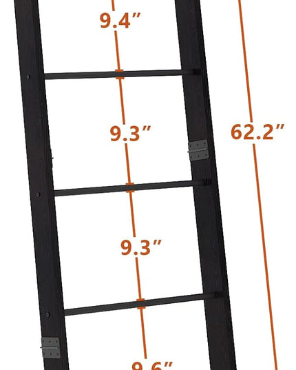 6 Tier Blanket Ladder Shelf for Living Room and Bedroom, Ladder Holder with 4 Metal Hooks, 5.2ft Blanket Quilt Holder Rack, Farmhouse Ladder Rack for Storage and Home Decor, Black - LeafyLoom